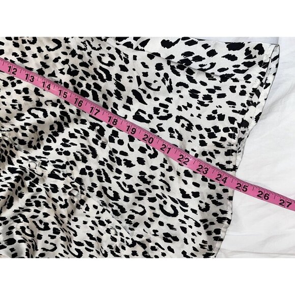Zara Black & White Leopard Print Button-Up Long Sleeve Lightweight Women Blouse - Picture 7 of 10